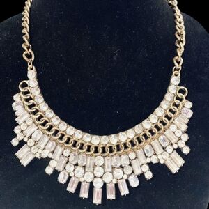 Diamond-Like Cleopatra Goldtone Ornate Necklace with Intricate Design
